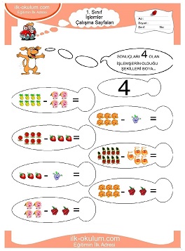 Çocuklar İçin toplam işlemi yaprak testleri 